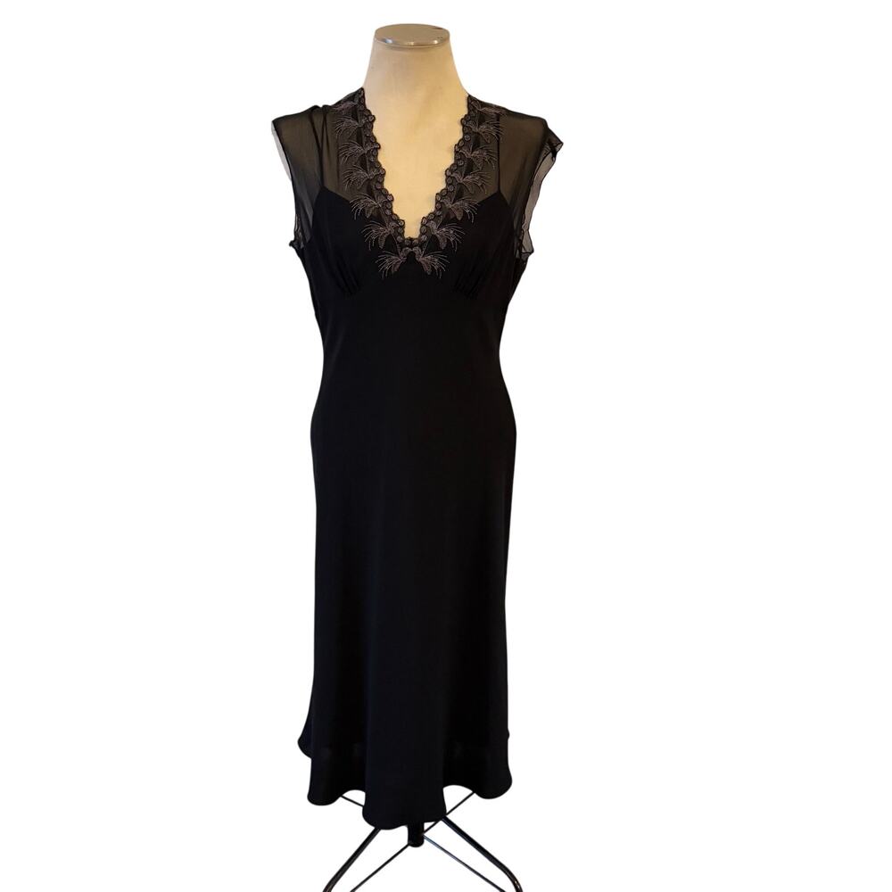 Vtg Y2K 2000s 100% Silk Mesh Overlay Baby Doll Maxi Dress Sz 14 Whimsygoth Fairy